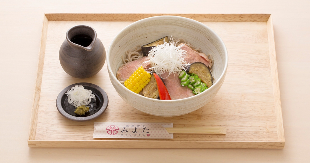 季節のおすすめに【冷し鴨茄子そば】登場！