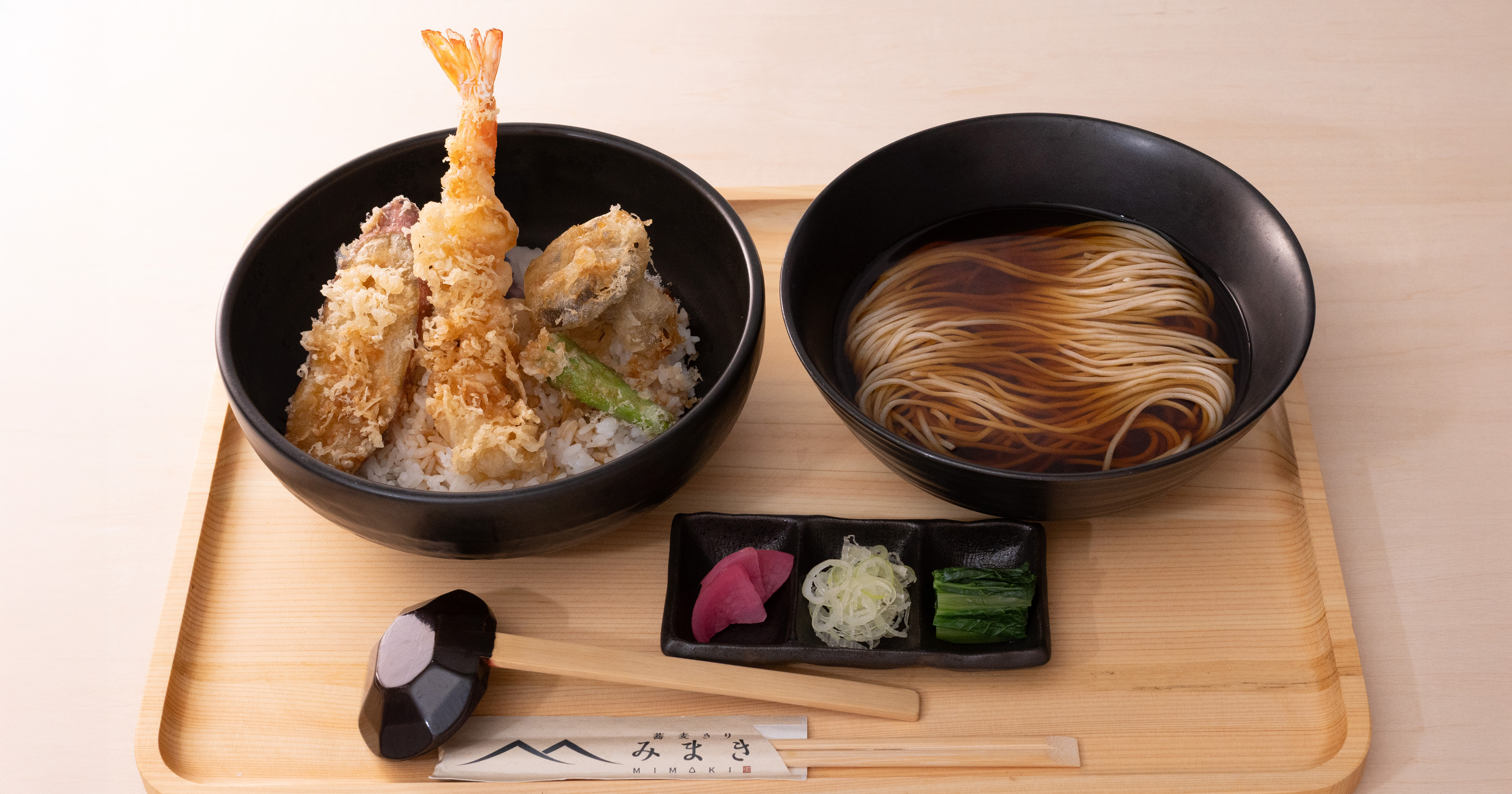 天然 車海老と旬野菜天丼セット