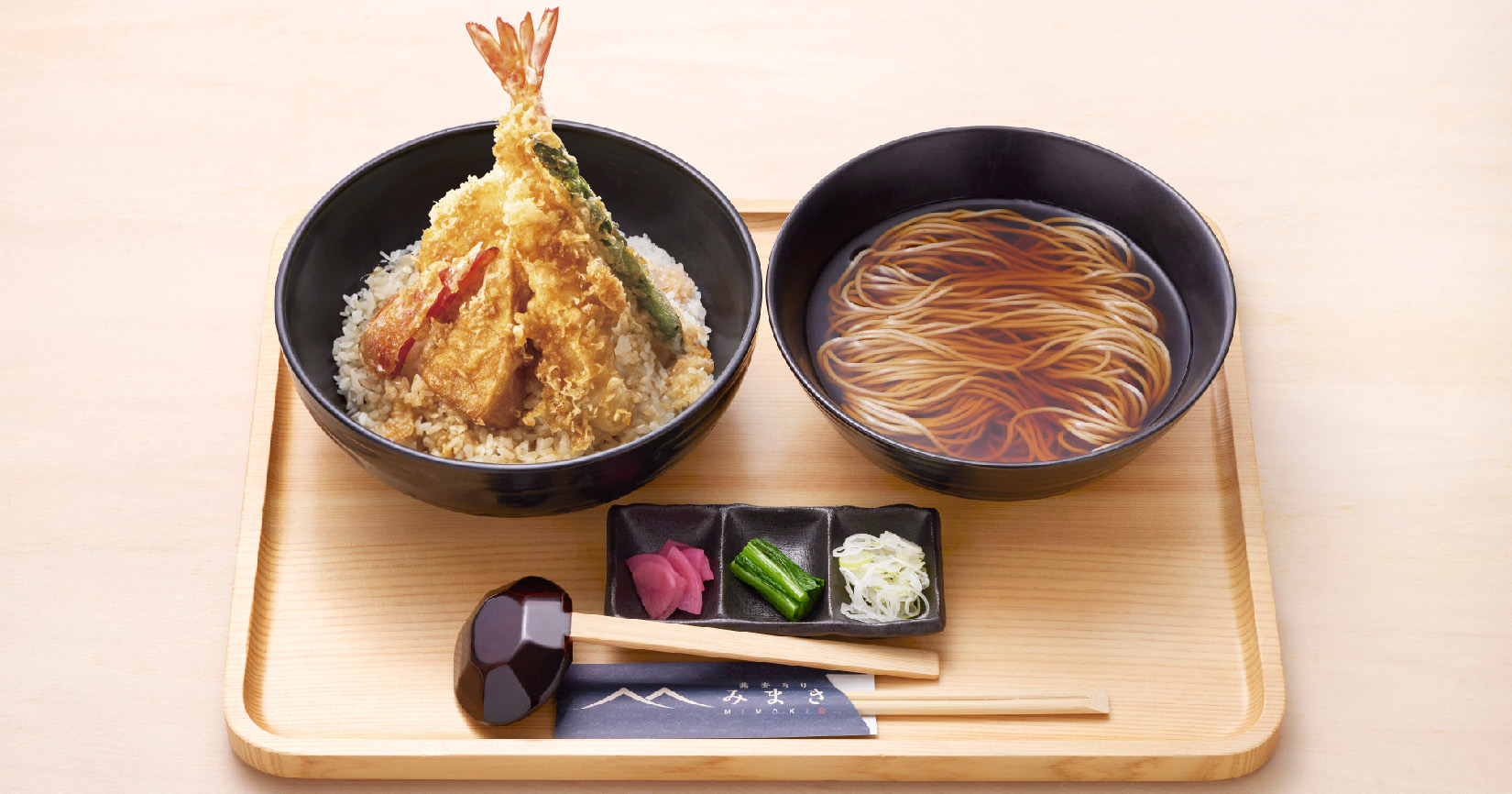 天然 車海老と旬野菜天丼セット